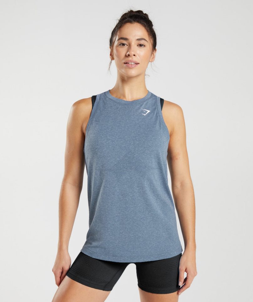 Women\'s Gymshark Vital Seamless 2.0 Light Tanks Blue | NZ 1KISCE